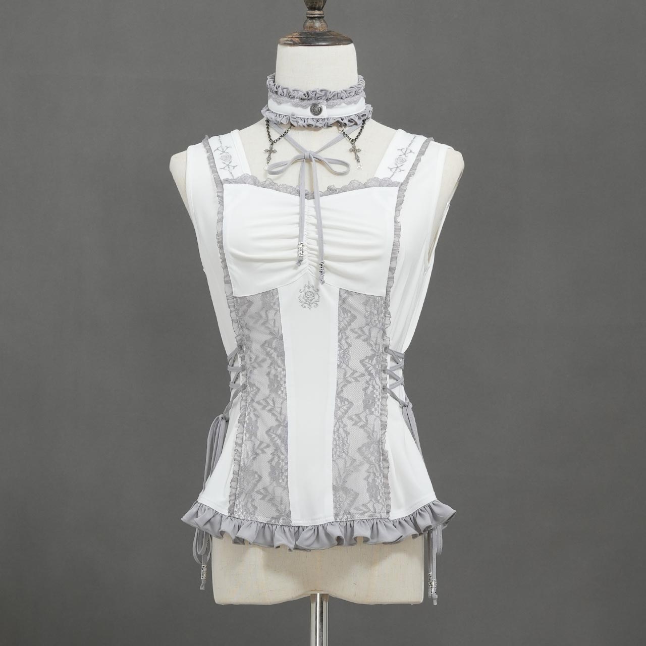 Whimsical Rosy Cats レースアップキャミソール 白いこと ozzonjapan  オッズオンジャパン ozzoneste ローズ