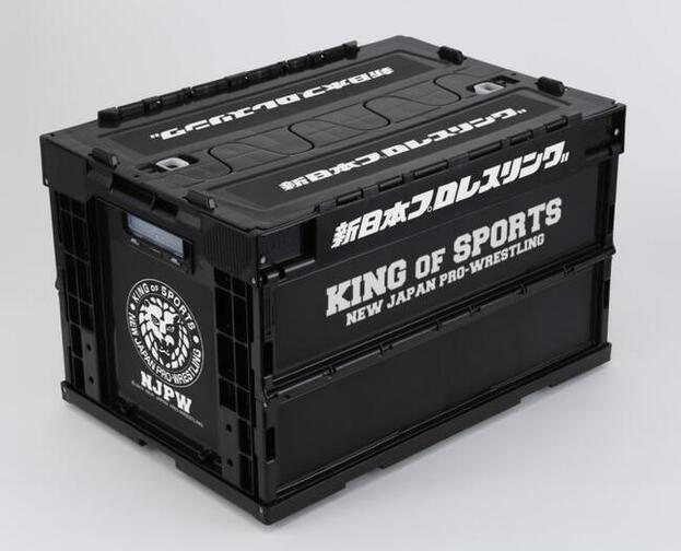 折りたたみ コンテナ 新日本プロレス ブラック 新日 蓋付き 53cm オリコン 収納ボックス グッズ収納 おしゃれ 三甲 プロレス 闘魂 バイク 部屋 倉庫 トランク 三銃士 NJPW画像