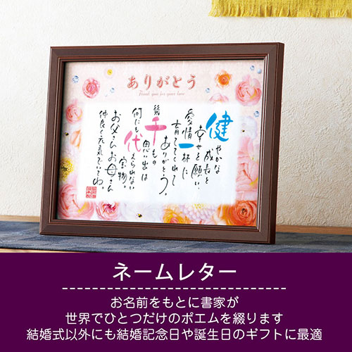 ネームレター 記念品 名入れ 両親贈呈品 新郎 プレゼント 結婚記念日 両親 女性 記念日ギフト お名前ポエム ネームインポエム 新婦 結婚式 ギフト 詩 定年退職 金婚式 還暦