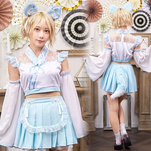 !最安値挑戦中!SugarWhip 狐巫女メイド 水色　　[狐巫女 巫女服 コスプレ きつね キツネ お巫女さん 和風 衣装 アニメ セクシー 大人女性 衣装 なりきり コスチューム ハロウィン 衣装 パーティー イベント]【A-2164_908562】
