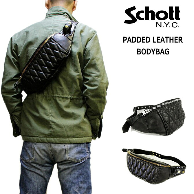 Schott / ショット PADDED LEATHER BODYBAG レザーボディーバッグ No.782-5976008【送料無料】【ショット正規代理店】