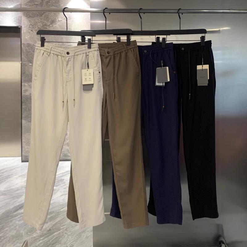 パンツ メンズ 男性用 リネン 麻 接触冷感 薄手 通気性 涼しい ストレート イージーパンツ ミディアムウエスト カジュアル スラックス 春夏 ベージュ ブラウン ネイビー ブラック