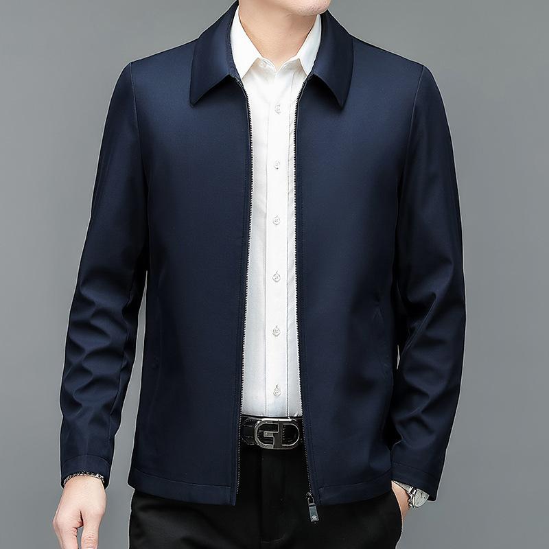 ジャケット メンズ 春物 ライトアウター ?色 長袖 トップス ビジネス 紳士服 カジュアル ポリエステル 翻? 前開き 羽織り 上着 藏青 ハ青