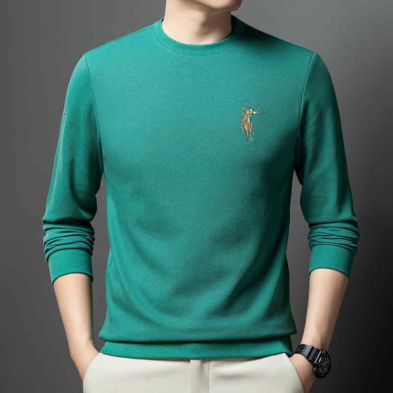 スウェット メンズ 長袖Tシャツ 春秋 トップス ラウンドネック 刺? 綿混紡 ゆったりサイズ カットソー 黒 白 オレンジ グリーン ネイビー カーキ