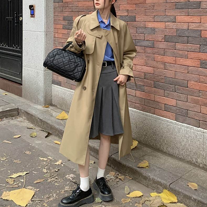 レディース コート アウター 上着 トレンチ ロング 長袖 ストレート ポケット ボタン かわいい 大人可愛い きれいめ シンプル カジュアル 上品 おしゃれ レトロ こなれ感 都会的 ベーシック 大人女子 無地 春 秋 通勤 送料無料 個性的 アウター 学生 学校 韓国 オルチャン｜P-NEEDS