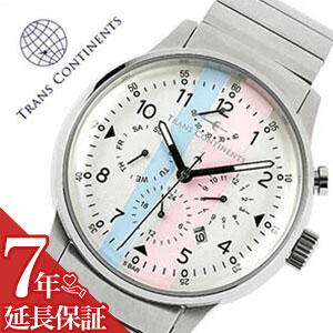 トランスコンチネンツ腕時計 TRANS CONTINENTS時計 CONTINENTS 腕時計 トランスコンチネンツ 時計 メンズ シルバー ブルー ピンク TAQ-6601-02 アナログ 限定 50本 おしゃれ MIYOTA9100 メタルバンド ブラック 銀 黒 桃 青 6針 送料無料