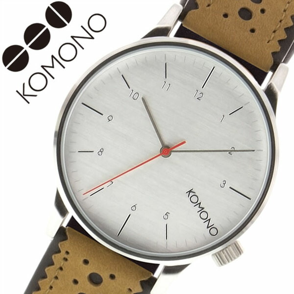 コモノ 腕時計 KOMONO 時計 コモノ時計 ウィンストン ブローグ WINSTON BROGUE メンズ レディース シルバー KOM-W2011 人気 新作 ブランド トレンド 革 ベルト レザー ブラウン シンプル おしゃれ インスタ insta 薄型【FK2020_1】