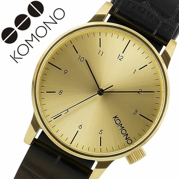 コモノ 腕時計 KOMONO 時計 ウィンストン モンテ カルロ WINSTON MONTE CARLO メンズ レディース ゴールド KOM-W2550 人気 新作 ブランド トレンド 革 ベルト レザー シンプル ブラック おしゃれ インスタ insta 薄型【FK2020_1】