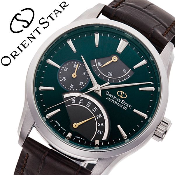 値段が激安 Orient 時計 オリエントスター 時計 Orientstar 腕時計 5年保証対象 オリエントスター Star 夫 彼氏 男性 グリーン レザー 革ベルト 日付カレンダー 防水 ビジネス ブランド 正規品 Rk De0302e グリーン メンズ Contemporary レトログラード