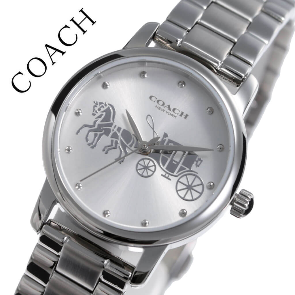 コーチ 腕時計 COACH 時計 コーチ時計 COACH腕時計 グランド GRAND レディース シルバー CO-14502975 [ 人気 ブランド おすすめ 防水 ステンレス ベルト キレイめ シンプル 可愛い オシャレ 上品 ロゴ 社会人 フォーマル スーツ 仕事 女性 彼女 プレゼント ギフト ]送料無料