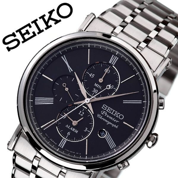 受賞店舗 セイコー 腕時計 Seiko 時計 セイコー時計 Seiko腕時計 プルミエ Premier メンズ ブラック Snaf75p1 海外限定 逆輸入 海外 海外セイコー メンズ腕時計 メンズ 男性 用 彼氏 夫 旦那 メタル ベルト クロノグラフ ステンレス 仕事 人気 ブランド 社会人 おすすめ