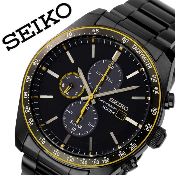 Seal限定商品 セイコー 腕時計 Seiko 時計 セイコー時計 Seiko腕時計 メンズ ブラック Ssc723p1 人気 ブランド おすすめ 防水 ソーラー ステンレス ベルト 逆輸入 限定 社会人 スーツ 仕事 ビジネス カレンダー 彼氏 旦那 夫 大人 かっこいい おしゃれ カジュアル