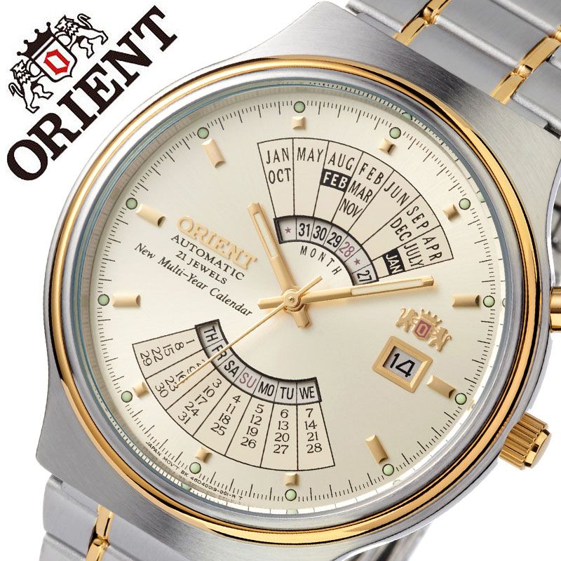 新版 オリエント 腕時計 Orient 時計 メンズ ゴールド Orw Feucw ブランド 人気 海外モデル 防水 万年カレンダー マルチイヤーカレンダー マルチカレンダー レトロ オートマチック 自動巻き 自動巻 機械式 メタル ベルト カレンダー ビジネス 仕事 スーツ 誕生