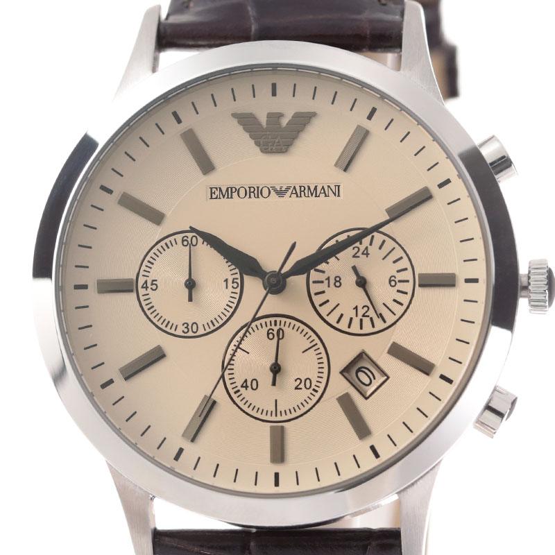 エンポリオアルマーニ 通販 腕時計 Emporioarmani 時計 ペアウォッチ エンポリオ アルマーニ Klasse14 Emporio Armani レナート Renato メンズ ベージュ Ar2433 おすすめ 人気 かっこいい おしゃれ ブランド 革ベルト レザー クロノグラフ 社会人 ビジネス スーツ