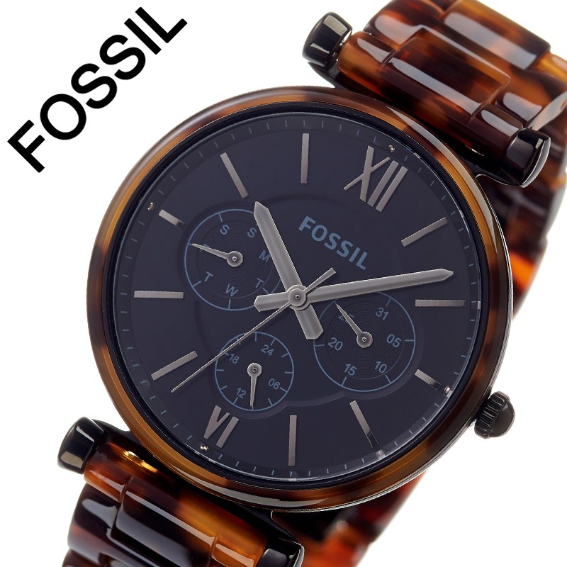爆安プライス フォッシル 腕時計 Fossil 時計 カーリー Carlie レディース ブラック Es4659 ブランド 人気 レトロ アンティーク クラシカル 調 べっこう べっ甲 鼈甲 マーブル 柄 カレンダー クロノグラフ かわいい ファッション 彼女 誕生日 記念日 プレゼント