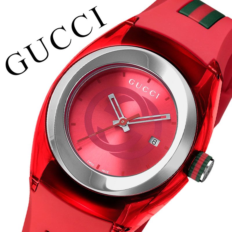 お歳暮 楽天市場 グッチ 腕時計 Gucci 時計 シンク Sync レディース レッド Ya 人気 おすすめ 高級 ブランド 大人 かわいい かっこいい シェリーライン ラバー バンド マルチカラー カジュアル スポーティ ファッション ペアウォッチ ペアコーデ おそろい 彼女