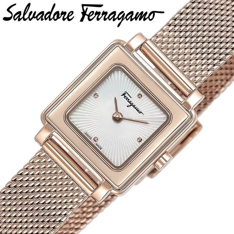 第一ネット 時計 Ferragamo Salvatore 腕時計 サルバトーレフェラガモ サルバトーレフェラガモ プレゼント 恋人 彼氏 仕事 ビジネス ドレス フォーマル ベルト メタル 大人 ブランド 高級 おすすめ 人気 Sfby ホワイト レディース Square スクエア Ferragamo