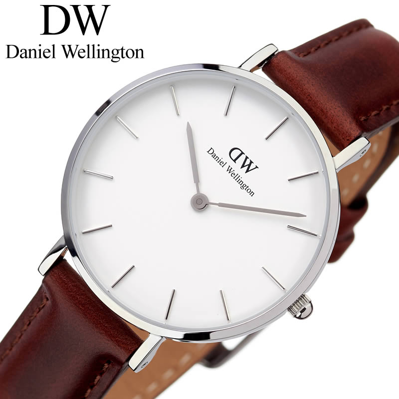 日本製 ダニエルウェリントン 腕時計 Danielwellington 時計 ダニエル ウェリントン プチ ペティート セントモーズ シルバー 32mm Petite St Mawes Silver レディース ホワイト Dw 北欧 Dw シンプル 革ベルト ブランド 薄型 軽量 人気 クラシック 上品