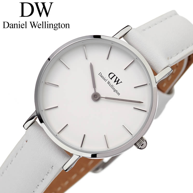 数量限定 特売 ダニエルウェリントン 腕時計 Danielwellington 時計 ダニエル ウェリントン プチ ペティート ボンダイ シルバー 28mm Petite Bondi Silver レディース ホワイト Dw 北欧 Dw シンプル 革ベルト ブランド 小さい 華奢 小さめ かわいい 薄型