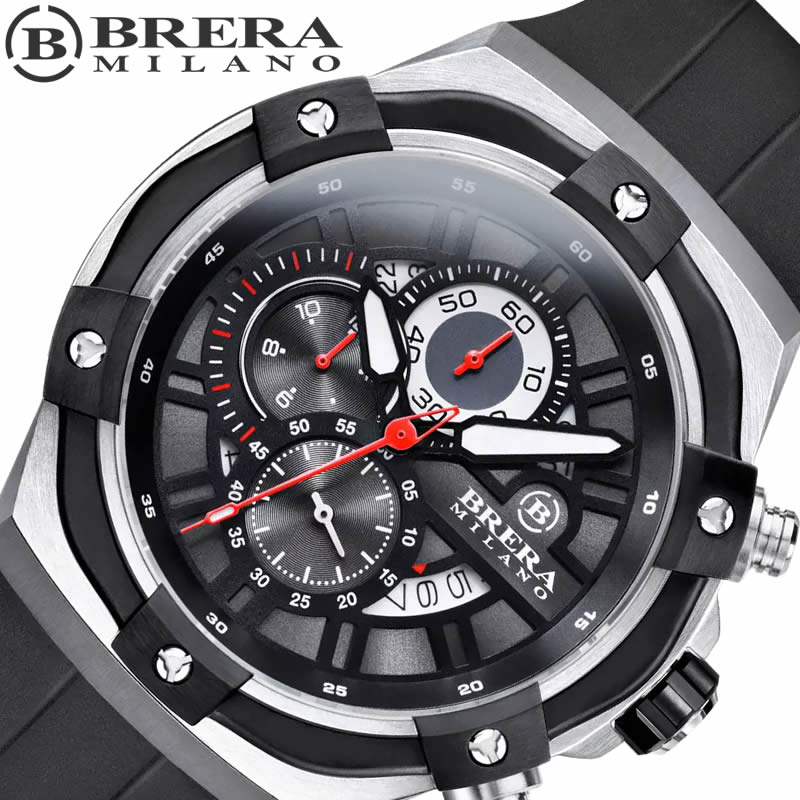 ブレラミラノ 腕時計 BRERA MILANO 時計 スーパースポルティーボ エヴォ SUPERSPORTIVO EVO メンズ ブラック クロノグラフ BMSSQC4501 イタリア ブランド 話題 新作 かっこいい 人気 おすすめ おしゃれ プレゼント ギフト｜腕時計ギフトのパピヨン