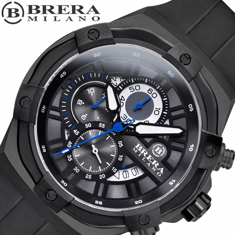 ブレラミラノ 腕時計 BRERA MILANO 時計 スーパースポルティーボ エヴォ SUPERSPORTIVO EVO メンズ ブラック クロノグラフ BMSSQC4503 イタリア ブランド 話題 新作 かっこいい 人気 おすすめ おしゃれ プレゼント ギフト｜腕時計ギフトのパピヨン