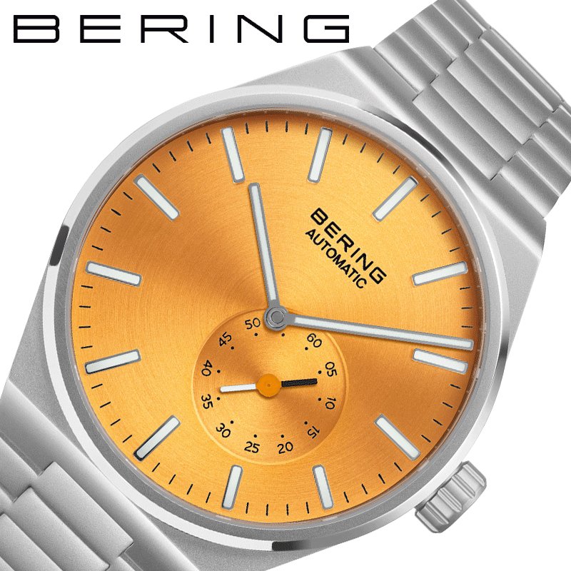 ベーリング 腕時計 BERING 時計 オートマチック アークティックサークル AUTOMATIC ARCTIC CIRCLE イエロー 男性 メンズ 自動巻き BER-19441-701 スケルトン 2針 アナログ ステンレス ステンレスバンド シルバー オレンジ スモールセコンド シンプル ブランド プレゼント