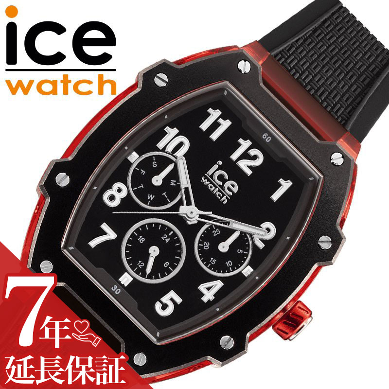 アイスウォッチ 腕時計 ICEWATCH 時計 アイスボリデイ ICE BOLIDAY ブラック 男性 メンズ シリコン シリコンベルト トノー型 023316 大人 ビジネス 仕事 プライベート おしゃれ 日付 曜日 黒 赤 レッド かっこいい カジュアル ブランド おすすめ 誕生日 プレゼント|腕時計ギフトのパピヨン