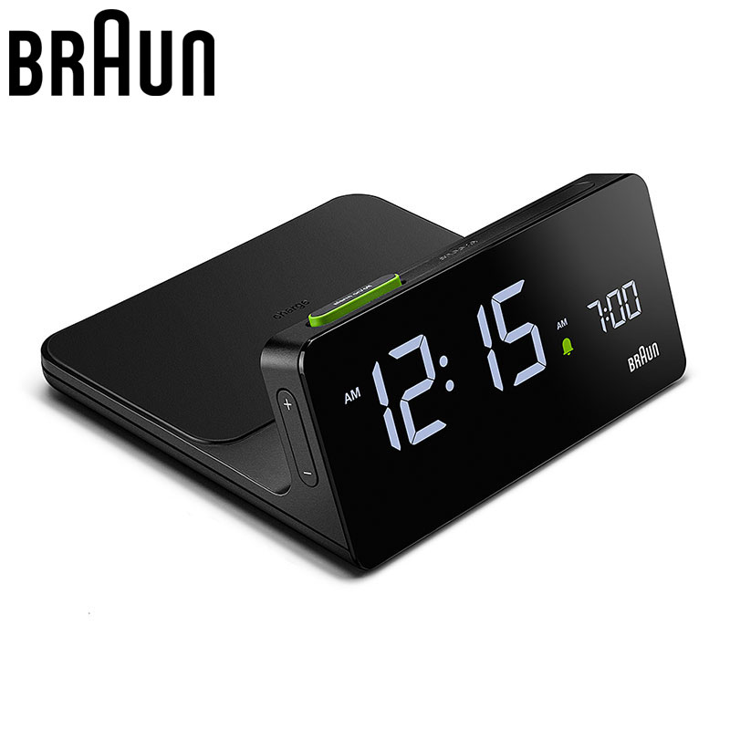 ブラウン 置時計 BRAUN ブラウン置時計 BC21B 目覚まし時計 ブラウン置時計 BC21B Digital Alarm Clock Qiワイヤレス充電 ブラック デジタルクォーツ 人気 おすすめ おしゃれ ブランド プレゼント ギフト｜腕時計ギフトのパピヨン
