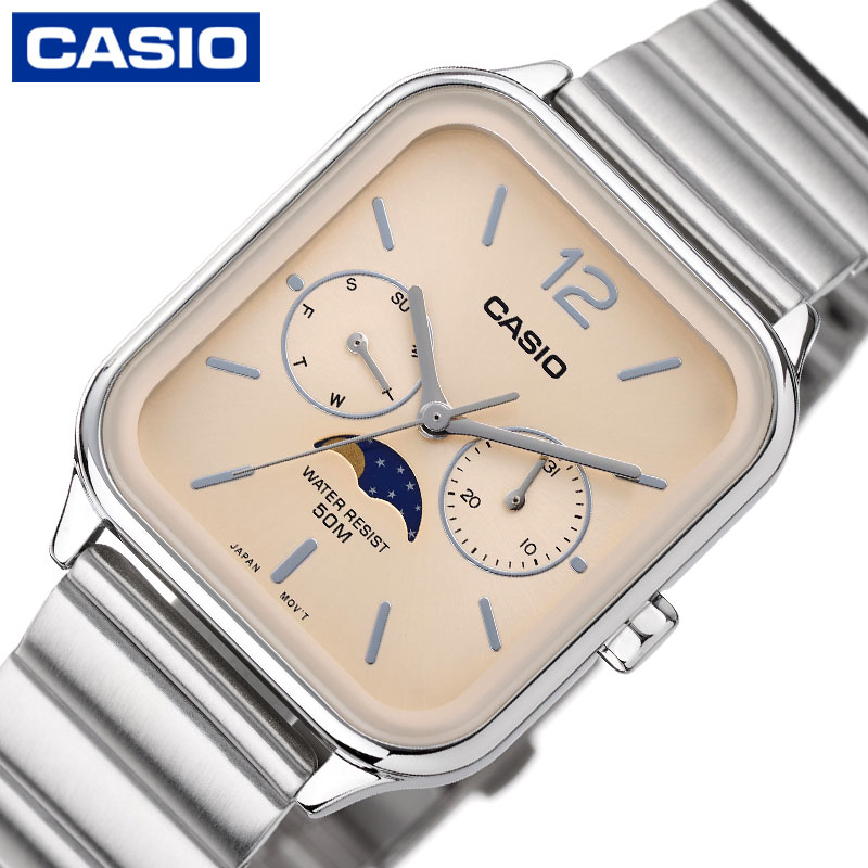 カシオ 腕時計 CASIO 時計 カシオ CASIO スタンダード ムーンフェイズ STANDARD ベージュ 男性 向け メンズ CASIOW-MTP-M305D-9A 人気 おすすめ おしゃれ ブランド プレゼント ギフト