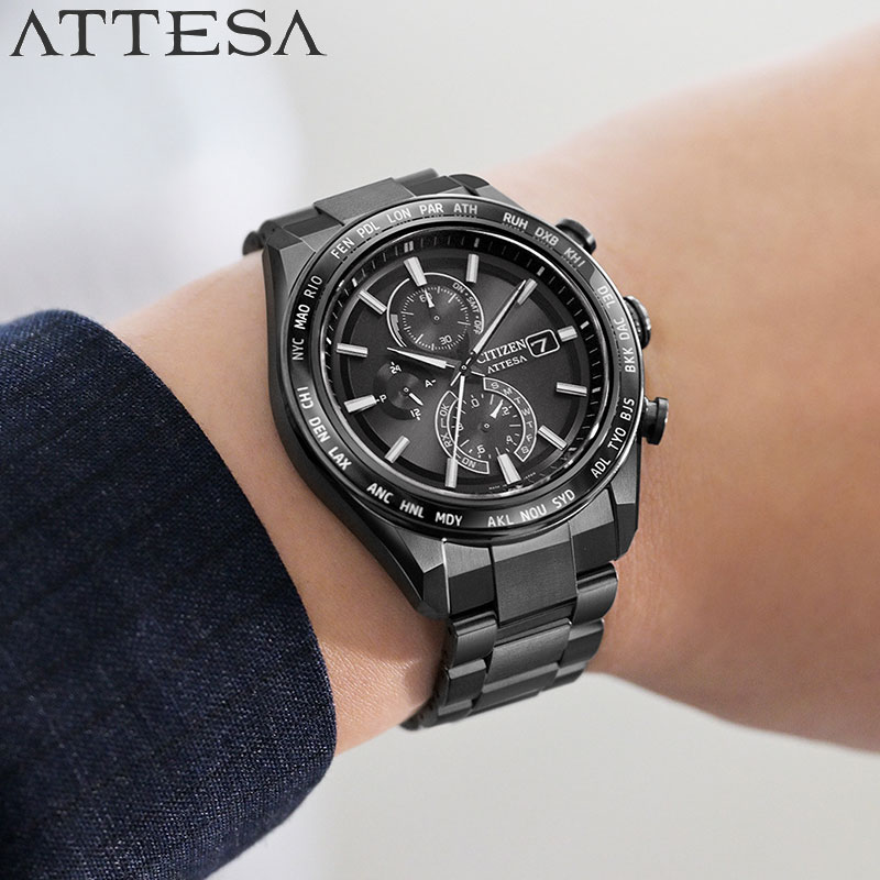 【最大40,000円引き】【20%OFF】シチズン 腕時計 アテッサ CITIZEN ATTESA メンズ 男性 ブラック 時計 チタン 電波 ソーラー 防水 シンプル かっこいい カジュアル ビジネス スーツスタイル ファッション AT8294-59E 人気 おすすめ おしゃれ ブランド プレゼント 贈り物|腕時計ギフトのパピヨン