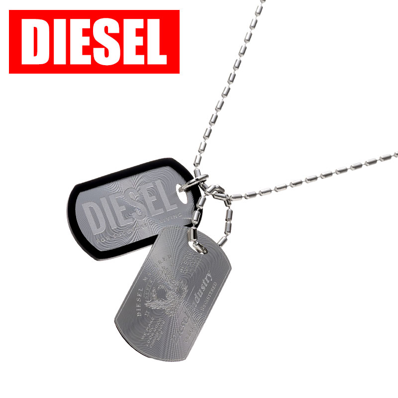 ディーゼル アクセサリー DIESEL ネックレス ペンダント メンズ アクセサリー シルバー / ブラック チェーン ステンレス 男性 シンプル かっこいい クール スタイリッシュ 高級感 存在感 カジュアル ファッション DX1553040 人気 おすすめ おしゃれ ブランド プレゼント