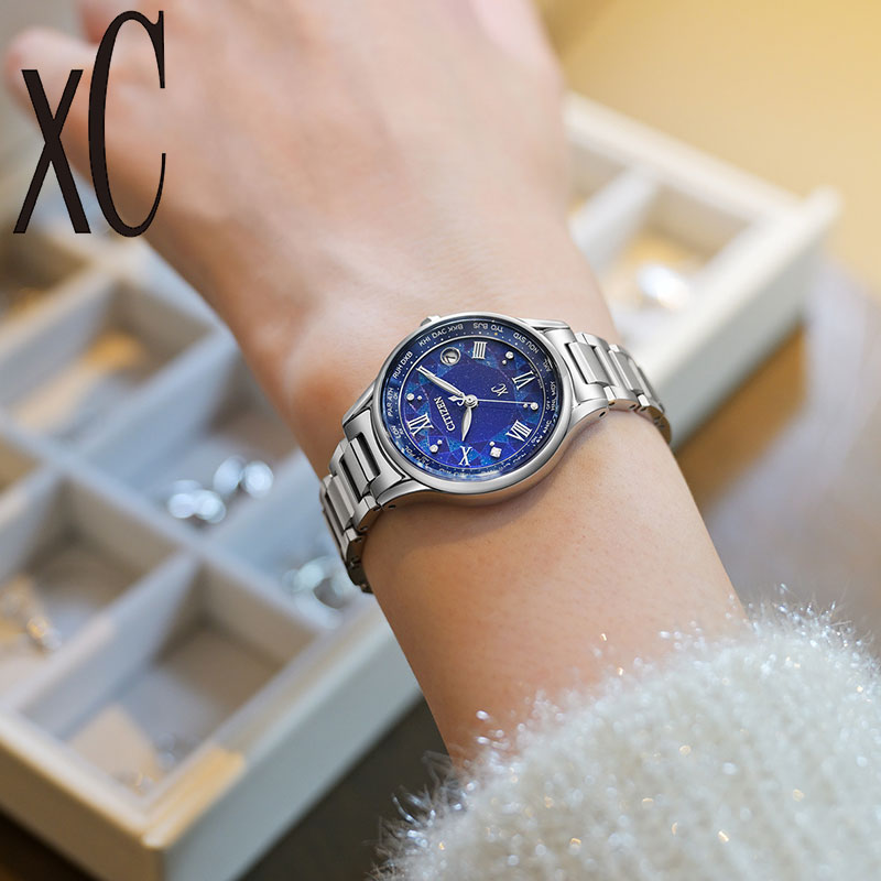 【美品】シチズン クロスシー　エコドライブ ハッピーフライト 腕時計 電波　青 XC CITIZEN 腕時計 シチズン 時計 クロスシー ハッピー フライト HAPPY