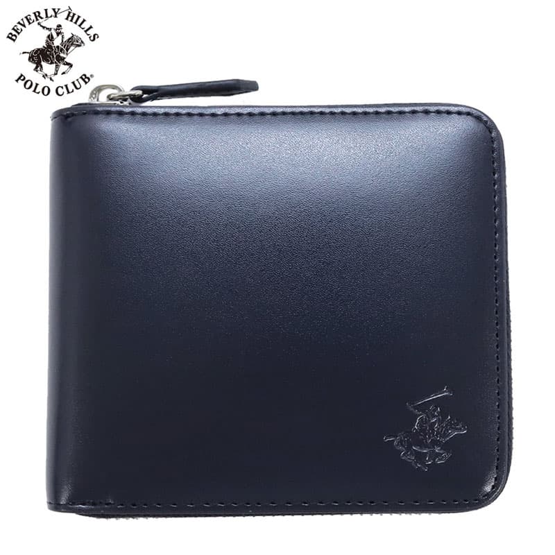 ビバリーヒルズ ポロ クラブ ラウンド2つ折り財布 BEVERLY HILLS POLO CLUB 財布 ラウンド2つ折りコードバン調 ネイビー/ブラック 男性 向け メンズ BHG-M1004-NV-BK 人気 おすすめ おしゃれ ブランド プレゼント ギフト