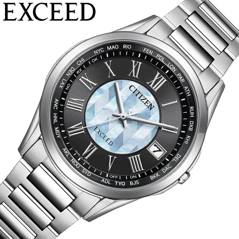 シチズン 腕時計 CITIZEN 時計 エクシード EXCEED メンズ 腕時計 ブラック 電波 ソーラー チタン ベルト シルバー CB1110-70W シンプル カジュアル かっこいい ビジネス スーツスタイル ファッション 彼氏 夫 誕生日 人気 おすすめ おしゃれ ブランド プレゼント ギフト