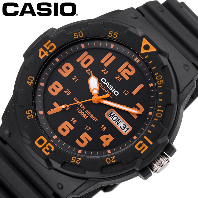【使用不可】カシオ腕時計 CASIO時計 CASIO 腕時計 カシオ 時計 スタンダード STANDARD メンズ ブラック オレンジ MRW-200H-4B アナログ おしゃれ クラシック 海外モデル オールブラック 白 黒 橙 3針