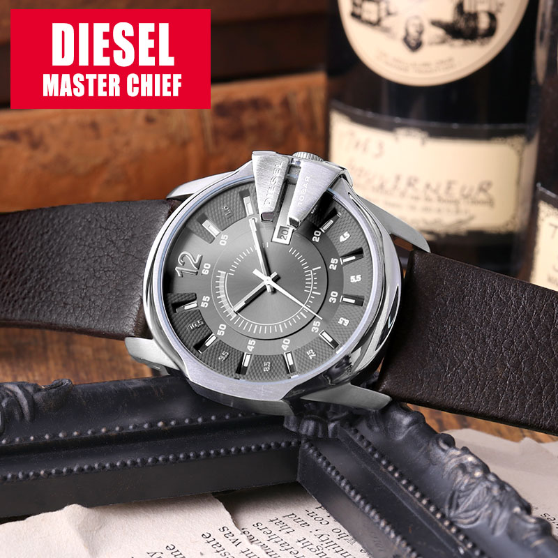 ディーゼル 時計 DIESEL 腕時計 ディーゼル腕時計 ディーゼル時計 マスターチーフ MASTERCHIEF メンズ 向け 男性 用 10気圧 防水 レザー 革ベルト カレンダー 日付表示 人気 ブランド カジュアル ファッション おしゃれ おすすめ プレゼント ギフト 彼氏 旦那 夫 父親 息子｜腕時計ギフトのパピヨン