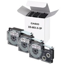 カシオ　NAME　LAND　透明テープセット　9・12・18mm　透明／黒文字　XR−MIX−X−3P　1パック（3個：各サイズ1個）画像