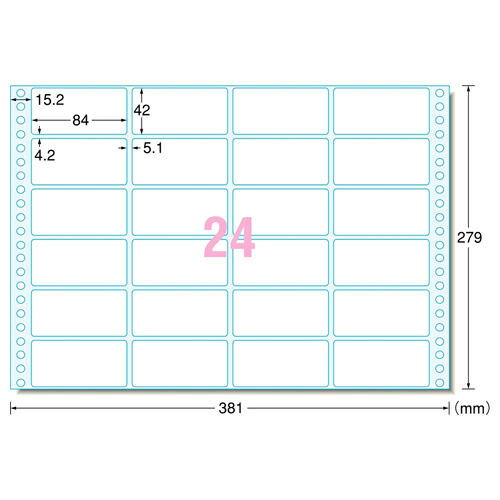 【お取寄せ品】 エーワン　コンピュータフォームラベル　１５×１１インチ　２４面　８４×４２ｍｍ　２８０１５　１箱（５００折） 【送料無料】