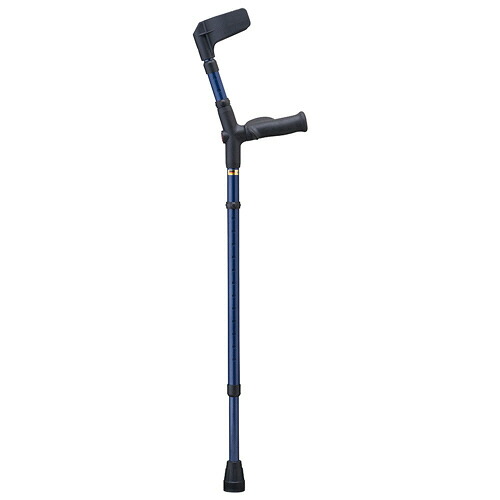 【お取寄せ品】 ケイ・ホスピア　オッセンベルグ　オールニーズクラッチＵ型　伸縮タイプ　右手用　カフ・グリップ：ブラック　シャフト：ネイビー　１本 【送料無料】｜ぱーそなるたのめーる