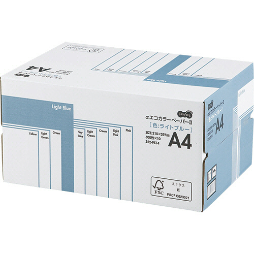 【楽天市場】TANOSEE αエコカラーペーパーII A4 ライトブルー 業務用パック 1箱（5000枚：500枚×10冊） 【送料無料】：ぱ