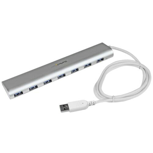 【お取寄せ品】 ＳｔａｒＴｅｃｈ．ｃｏｍ　７ポート　ＵＳＢ３．０ハブ（ケーブル一体型）　シルバー＆ホワイト　ＳＴ７３００７ＵＡ　１個 【送料無料】｜ぱーそなるたのめーる