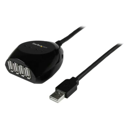 【お取寄せ品】 ＳｔａｒＴｅｃｈ．ｃｏｍ　４ポートハブ付　ＵＳＢ２．０アクティブ延長ケーブル　１５ｍ　ブラック　ＵＳＢ２ＥＸＴ４Ｐ１５Ｍ　１本 【送料無料】｜ぱーそなるたのめーる
