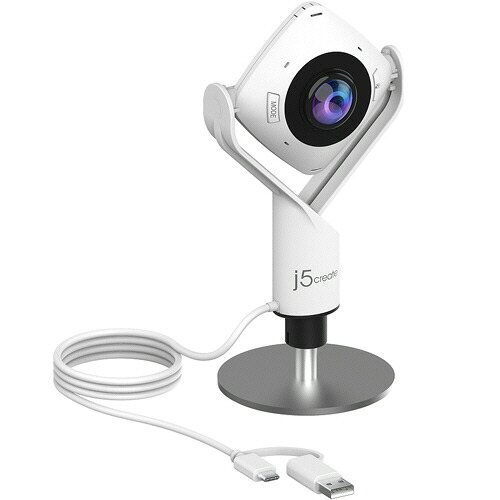 【お取寄せ品】 ｊ５　Ｃｒｅａｔｅ　３６０&deg;ＵＳＢ　ミーティング　Ｗｅｂカメラ　ホワイト　ＪＶＣＵ３６０　１台 【送料無料】｜ぱーそなるたのめーる