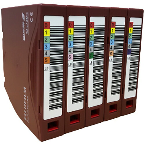 【お取寄せ品】 富士フイルム LTO Ultrium8 データカートリッジ バーコードラベル(縦型)付 12TB/30TB LTO FB UL−8 OREDPX5T 1パック(5巻) 【送料無料】|ぱーそなるたのめーる