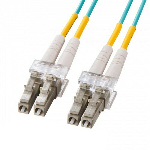 【お取寄せ品】 サンワサプライ　メガネ型光ファイバケーブル　ＬＣ×２－ＬＣ×２　２０ｍ　マルチモード５０μｍ　ＯＭ３　アクア　ＨＫＢ－ＯＭ３ＬＣＬＣ－２０Ｎ　１本 【送料無料】 の商品写真