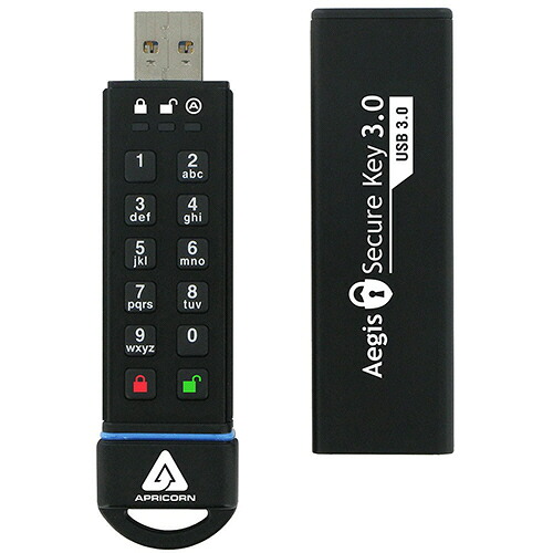 【お取寄せ品】 Ａｐｒｉｃｏｒｎ　Ａｅｇｉｓ　Ｓｅｃｕｒｅ　Ｋｅｙ　暗証番号対応ＵＳＢメモリー　３０ＧＢ　ＡＳＫ３－３０ＧＢ　１個 【送料無料】