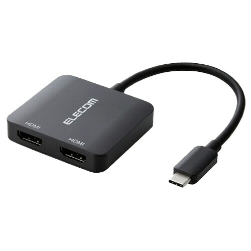 エレコム　ＵＳＢ　Ｔｙｐｅ&minus;Ｃ　&minus;　ＨＤＭＩ変換アダプター　２ポート　ブラック　ＡＤ&minus;ＣＨＤＭＩ２ＢＫ２　１個 【送料無料】｜ぱーそなるたのめーる