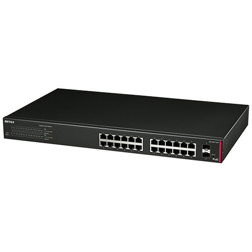 【お取寄せ品】 バッファロー　レイヤー２　Ｇｉｇａ　ＰｏＥスマートスイッチ　２４ポート　ブラック　ＢＳ&minus;ＧＳ２１２４Ｐ　１台 【送料無料】｜ぱーそなるたのめーる