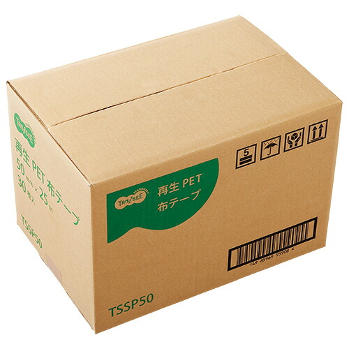ＴＡＮＯＳＥＥ　再生ＰＥＴ布テープ　５０ｍｍ×２５ｍ　厚み約０．２０ｍｍ　１セット（３０巻） 【送料無料】