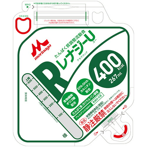 【お取寄せ品】 森永乳業クリニコ　レナジーＵ　アセプバッグ　４００ｋｃａｌ　２６７ｍｌ　１セット（２０パック） 【送料無料】